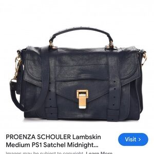 PROENZA SCHOULER leather handbag dark blue, still has stickers on it. Pristine